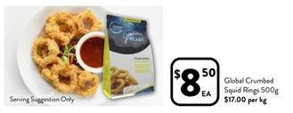 Global Seafoods - Crumbed Squid Rings 500g offers at $8.5 in Foodworks