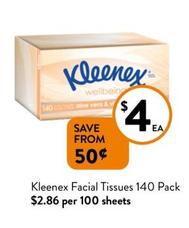 Kleenex - Facial Tissues 140 Pack offers at $4 in Foodworks