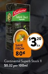 Continental - Superb Stock 1l offers at $3.2 in Foodworks