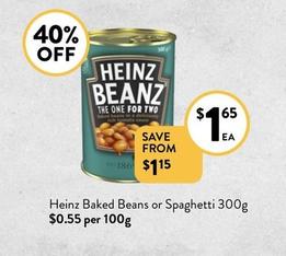 Heinz - Baked Beans Or Spaghetti 300g offers at $1.65 in Foodworks