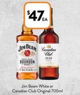 Jim Beam - White Or Canadian Club Original 700ml offers at $47 in Foodworks