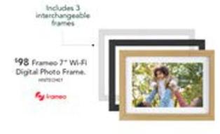 Fotostream - 7-inch Frameo Wi-fi Digital Photo Frame With 3 Interchangeable Frames offers at $98 in Harvey Norman