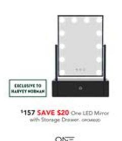One Led Mirror With Storage Drawer Black offers at $157 in Harvey Norman