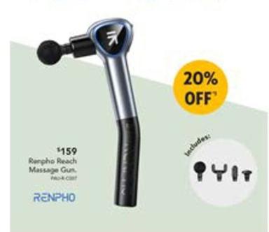 Renpho - Reach Massage Gun offers at $159 in Harvey Norman