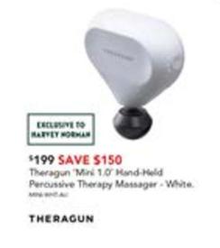Theragun - Mini 1.0 Hand-held Percussive Therapy Massager White offers at $199 in Harvey Norman