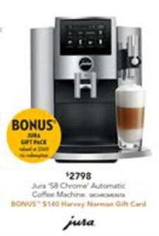 Jura - S8 Automatic Coffee Machine - Chrome (inta) offers at $2798 in Harvey Norman