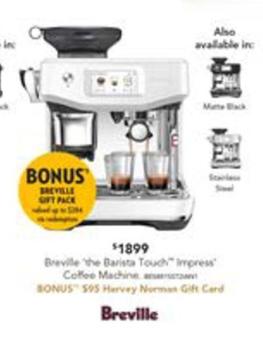 Breville - The Barista Touch Impress Coffee Machine - Sea Salt offers at $1899 in Harvey Norman