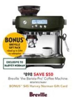 Breville - The Barista Pro Espresso Coffee Machine - Olive Tapenade offers at $898 in Harvey Norman