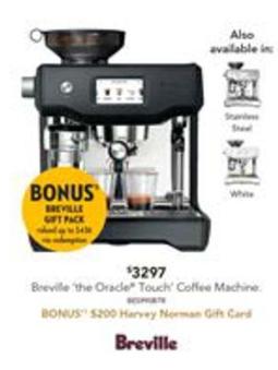 Breville - The Oracle Touch Coffee Machine - Black Truffle offers at $3297 in Harvey Norman