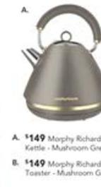 Kettle - - Richards Ascend Soft Gold 1.5l - Mushroom Grey offers at $149 in Harvey Norman