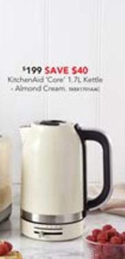 Kitchenaid - Core 1.7l Kettle Almond Cream offers at $199 in Harvey Norman