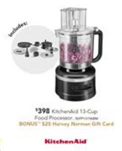 Kitchenaid - 13-cup Food Processor - Black Matte offers at $398 in Harvey Norman