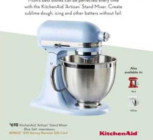 Kitchenaid - Ksm195 Colour Of The Year Stand Mixer - Blue Salt offers at $698 in Harvey Norman