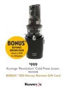 Kuvings - Revo830 Revolution Cold Press Juicer Matte Black Pearl offers at $999 in Harvey Norman