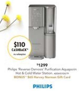 Philips - Reverse Osmosis Purification Aquaporin Water Station Hot And Cold offers at $1299 in Harvey Norman