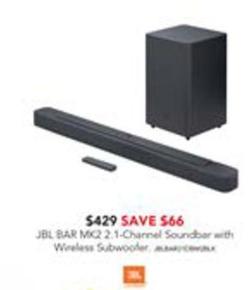 Jbl - Bar 2.1 Deep Bass Mk2 2.1 Channel Soundbar With Wireless Subwoofer offers at $429 in Harvey Norman