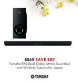 Yamaha - Sr-b40a Soundbar With Wireless Subwoofer - Black offers at $565 in Harvey Norman