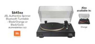 Jbl - Authentics Spinner Bluetooth Turntable - Black/gold offers at $645 in Harvey Norman