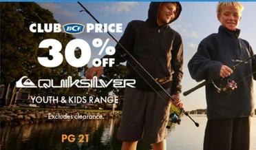 Bcf - Quiksilver Youth & Kids Range offers in BCF