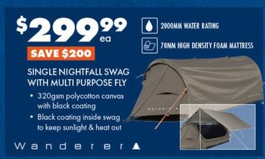 Wanderer - Single Nightfall Swag With Multi Purpose Fly offers at $299.99 in BCF