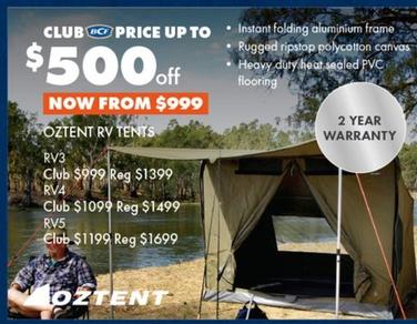 Tents offers at $999 in BCF
