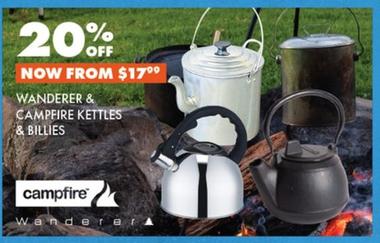Camping equipment offers at $17.99 in BCF