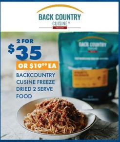 Backcountry - Cusine Freeze Dried 2 Serve Food offers at $35 in BCF