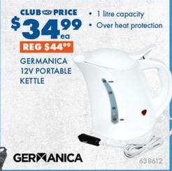 Germanica - 12v Portable Kettle offers at $34.99 in BCF