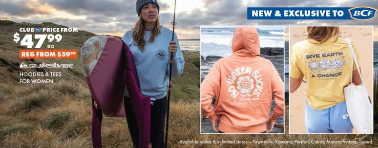 Quiksilver - Hoodies & Tees For Women offers at $47.99 in BCF