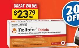 Maltofer - Oral Iron 30 Tablets offers at $23.79 in Cincotta Chemist