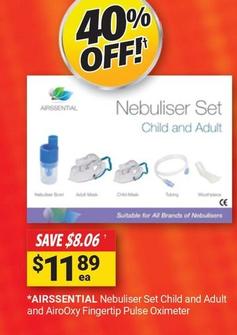 Airssential - Nebuliser Set Child And Adult offers at $11.89 in Cincotta Chemist