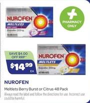 Nurofen - Meltlets Berry Burst Or Citrus 48 Pack offers at $14.99 in Health Save