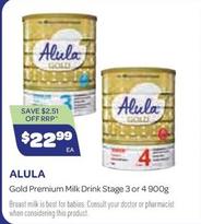Alula - Gold Premium Milk Drink Stage 3 Or 4 900g offers at $22.99 in Health Save