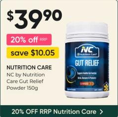 Nutrition Care - Nc By Nutrition Care Gut Relief Powder 150g offers at $39.9 in Super Pharmacy