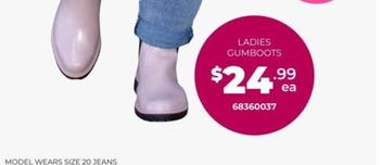 Ladies Gumboots offers at $24.99 in Prices Plus