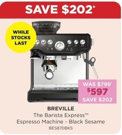 Barista - The Express Espresso Machine - Black Sesame offers at $597 in Bing Lee