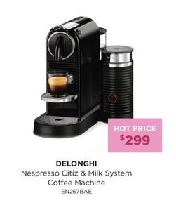 Delonghi - Nespresso Citiz & Milk System Coffee Machine offers at $299 in Bing Lee