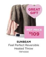 Sunbeam - Feel Perfect Reversible Heated Throw offers at $109 in Bing Lee
