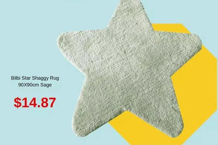Bilbi Star Shaggy Rug 90x90cm Sage offers at $14.87 in Baby Bunting