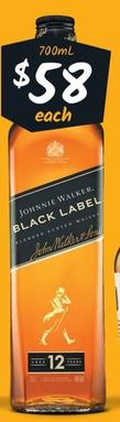 Johnnie Walker - Black Label Blended Scotch Whisky offers at $58 in Cellarbrations
