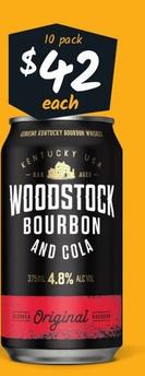 Woodstock - Bourbon & Cola 4.8% Premix Cans 375ml offers at $42 in Cellarbrations