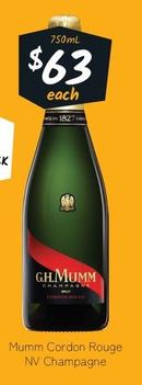 Mumm - Cordon Rouge Nv Champagne offers at $63 in Cellarbrations
