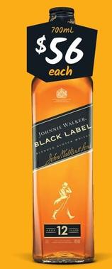 Johnnie Walker - Black Label Blended Scotch Whisky offers at $56 in Cellarbrations