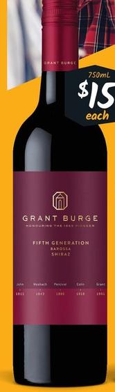 Grant Burge - Fifth Generation Range offers at $15 in Cellarbrations