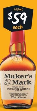 Maker's Mark - Kentucky Straight Bourbon Whisky offers at $59 in Cellarbrations