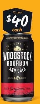 Woodstock - Bourbon & Cola 4.8% Premix Cans 375ml offers at $41 in Cellarbrations