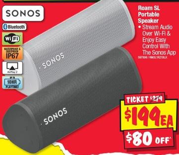 Sonos - Roam SL Portable Speaker offers at $199 in JB Hi Fi