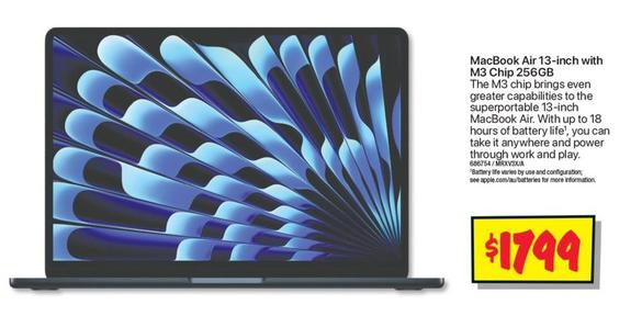 Apple - MacBook Air 13-inch With M3 Chip 256GB offers at $1799 in JB Hi Fi