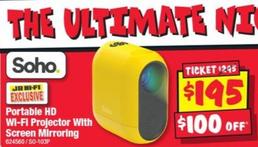 Soho - Portable HD Wi-Fi Projector With Screen Mirroring offers at $195 in JB Hi Fi