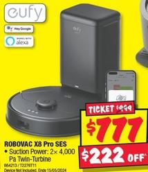 Eufy - ROBOVAC X8 Pro SES offers at $777 in JB Hi Fi